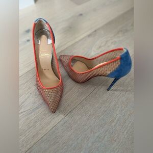 Blue, orange and yellow patterned Louboutin’s.